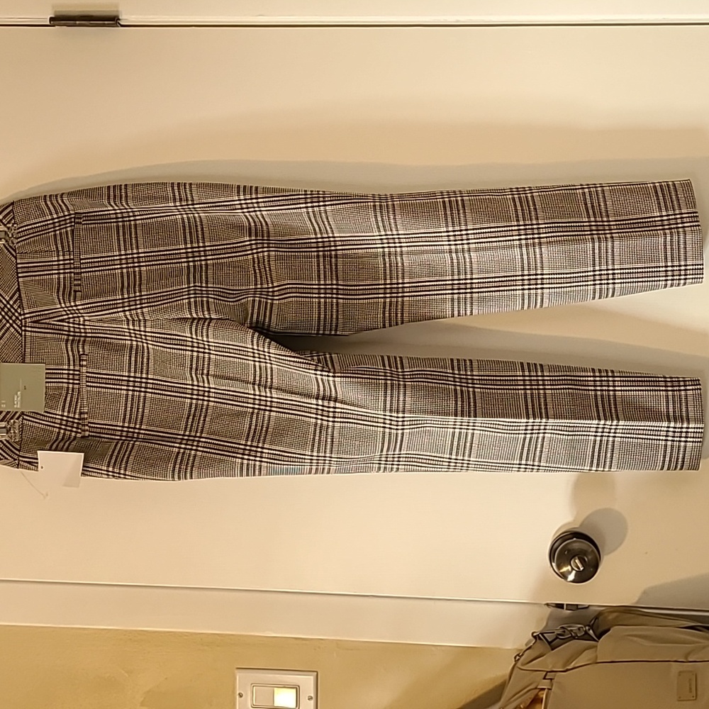 H&M Plaid Trouser Pants Pockets Houndstooth